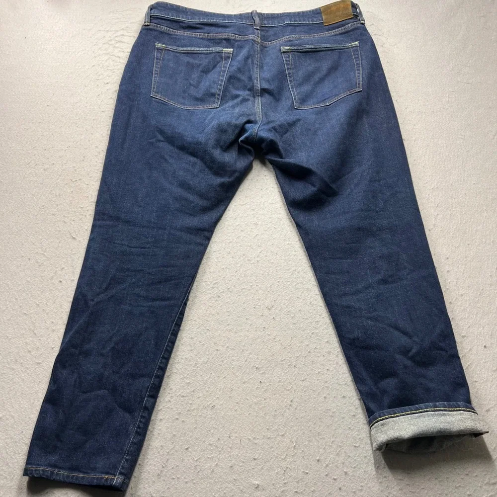 Selvedge Flint and Tinder Slim Fit Jeans Mens 38x29 Dark Wash Blue Denim 2109